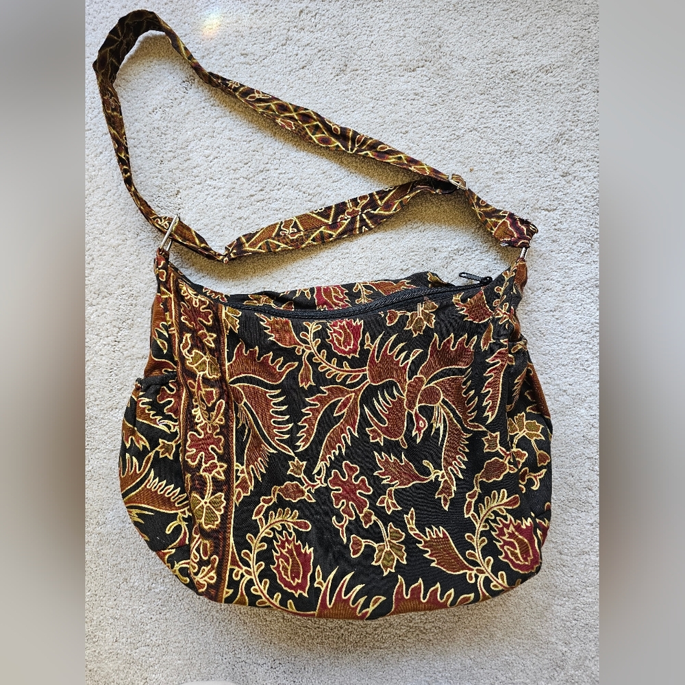 Bali Merpati Batik Black,Brown,Gold Shoulder/Crossbody Bag